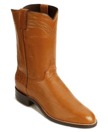 Justin COGNAC Smooth Ostrich Roper Boots