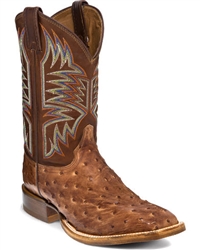 Justin Men's Full Quill Ostrich Cowboy Boots - Square Toe