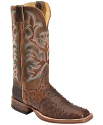 Justin Men's AQHA ANTIQUE SADDLE  Full Quill Ostrich Cowboy Boots Square