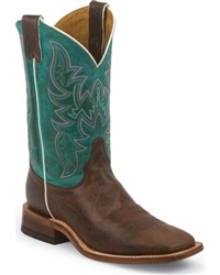 Justin Bent Rail Wood Brown Cowboy Boots - Square Toe