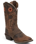 Justin Silver Saddle Vamp Cowboy Boots WHISKEY BUFFALO  - Square Toe