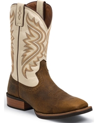 Justin Men's Whiskey Brown Silver Collection Cowboy Boots- Square Toe